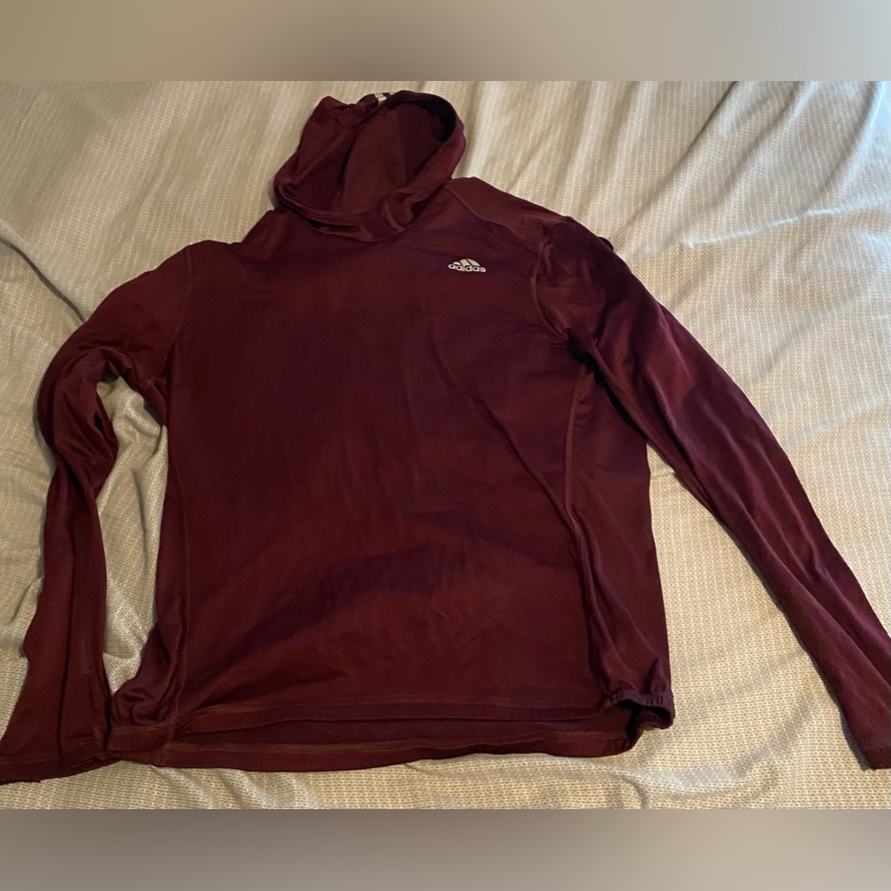 Adidas Maroon Large Lightweight Hoodie - Picture 3 of 3